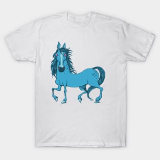 blue horse with red eyes T-Shirt